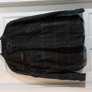 Harley-Davidson Black Plaid Long Sleeve Cotton Shirt Mens Large